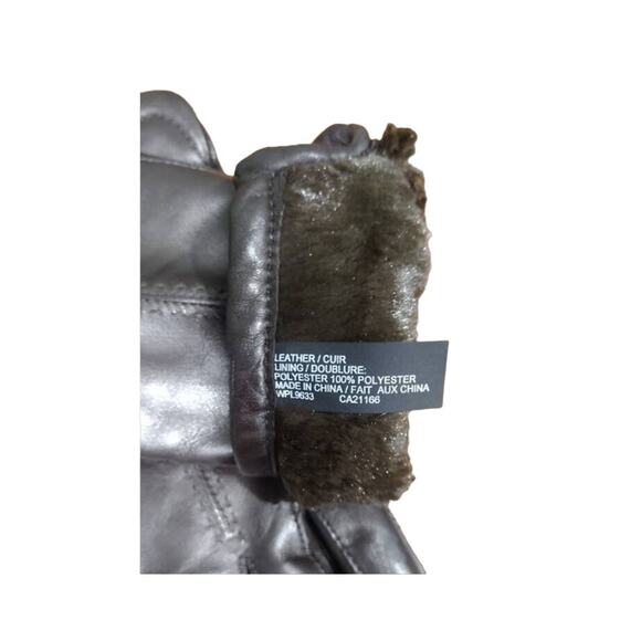 Grandoe Dark Brown‎ Leather Gloves with Faux Fur Lining, Sz L, NWOT - Picture 5 of 6